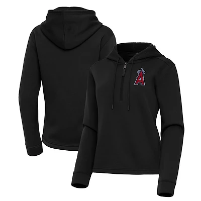 Women's Antigua  Black Los Angeles Angels Contemporary Quarter-Zip Hoodie
