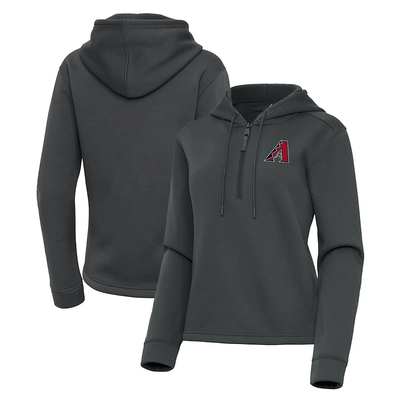 Women's Antigua Pewter Arizona Diamondbacks Contemporary Quarter-Zip Hoodie