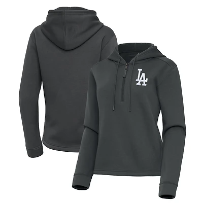 Women's Antigua  Pewter Los Angeles Dodgers Contemporary Quarter-Zip Hoodie