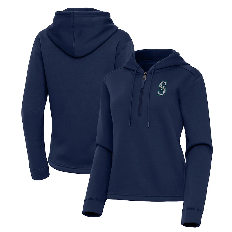 Women's Antigua Navy Seattle Mariners Contemporary Quarter-Zip Hoodie