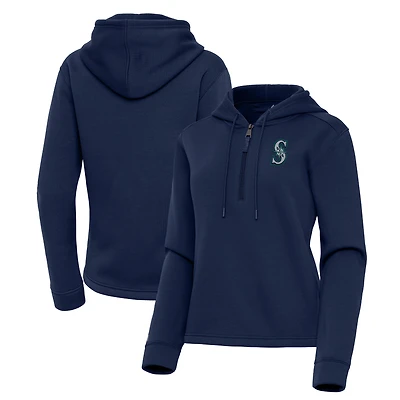Women's Antigua  Navy Seattle Mariners Contemporary Quarter-Zip Hoodie