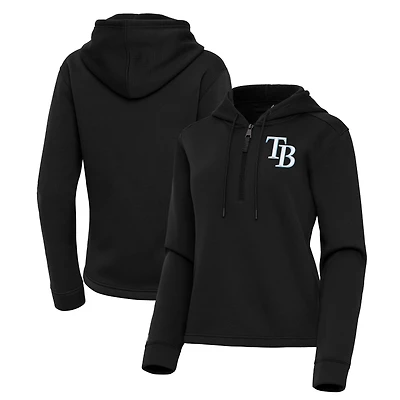 Women's Antigua  Black Tampa Bay Rays Contemporary Quarter-Zip Hoodie