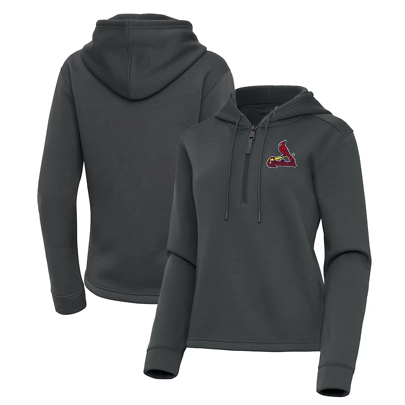 Women's Antigua  Pewter St. Louis Cardinals Contemporary Quarter-Zip Hoodie