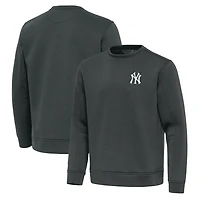 Men's Antigua Pewter New York Yankees Relevant Lightweight Pullover Sweatshirt