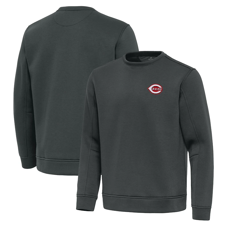 Men's Antigua Pewter Cincinnati Reds Relevant Lightweight Pullover Sweatshirt