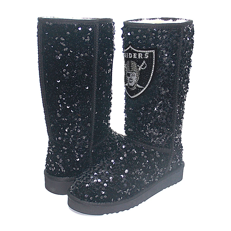 Women's Cuce  Black Las Vegas Raiders Tall Sequin Boots