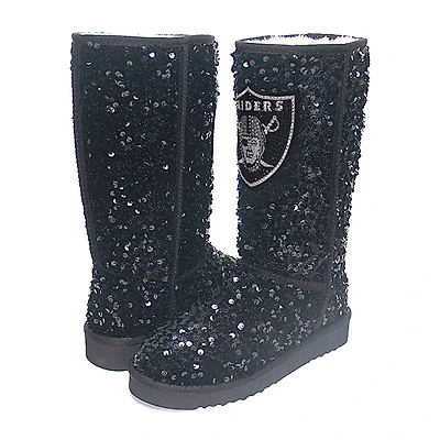 Women's Cuce  Black Las Vegas Raiders Tall Sequin Boots