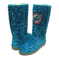 Women's Cuce  Aqua Miami Dolphins Tall Sequin Boots