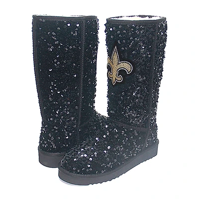 Women's Cuce  Black New Orleans Saints Tall Sequin Boots