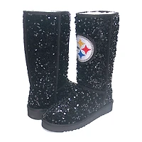 Women's Cuce  Black Pittsburgh Steelers Tall Sequin Boots
