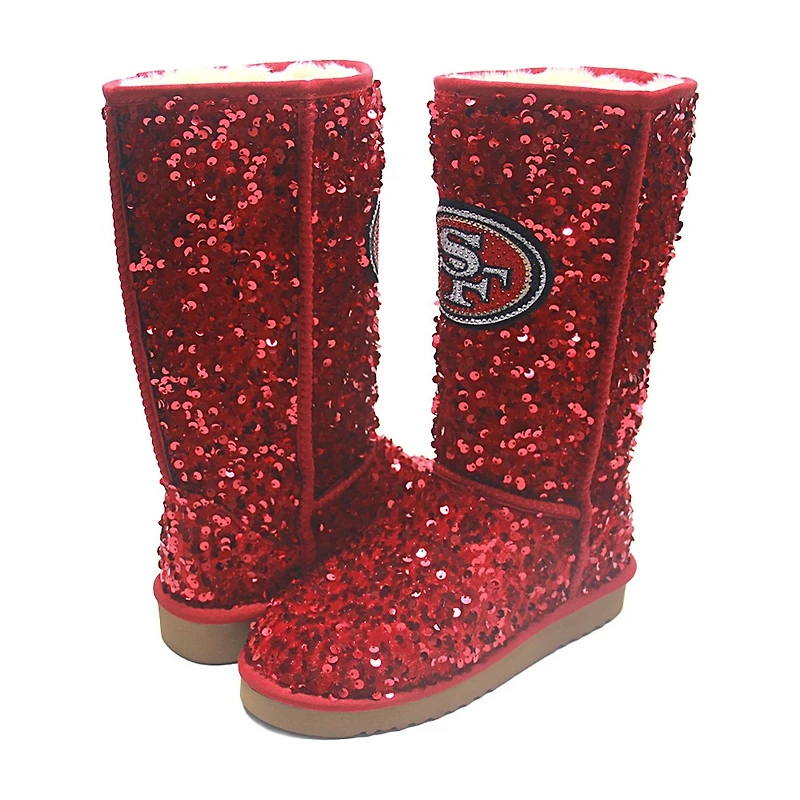Women's Cuce Scarlet San Francisco 49ers Tall Sequin Boots