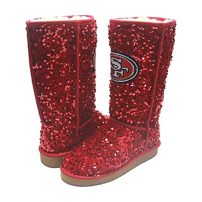 Women's Cuce Scarlet San Francisco 49ers Tall Sequin Boots