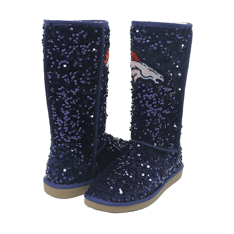 Women's Cuce Navy Denver Broncos Tall Sequin Boots