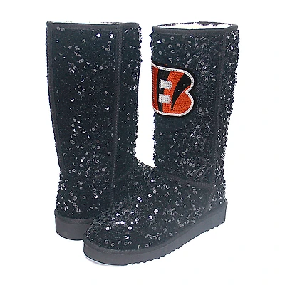 Women's Cuce  Black Cincinnati Bengals Tall Sequin Boots