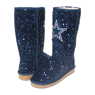 Women's Cuce  Navy Dallas Cowboys Tall Sequin Boots