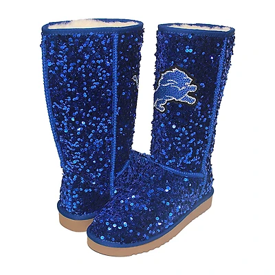 Women's Cuce  Blue Detroit Lions Tall Sequin Boots