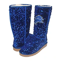 Women's Cuce  Blue Detroit Lions Tall Sequin Boots