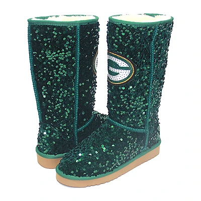 Women's Cuce  Green Green Bay Packers Tall Sequin Boots