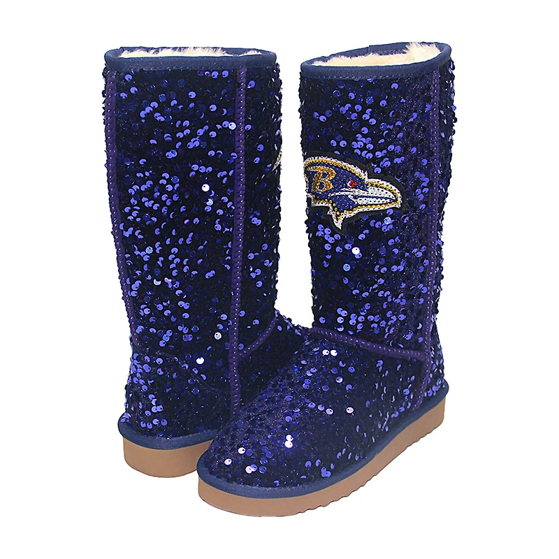 Women's Cuce Purple Baltimore Ravens Tall Sequin Boots