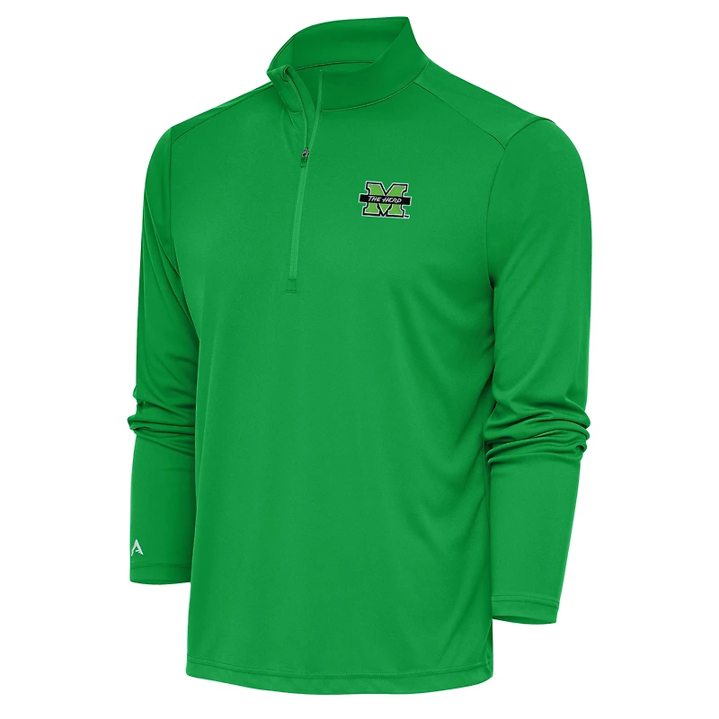 Men's Antigua Kelly Green Marshall Thundering Herd Tribute Quarter-Zip Top