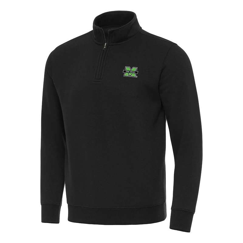 Men's Antigua  Black Marshall Thundering Herd Victory Quarter-Zip Mock Sweatshirt