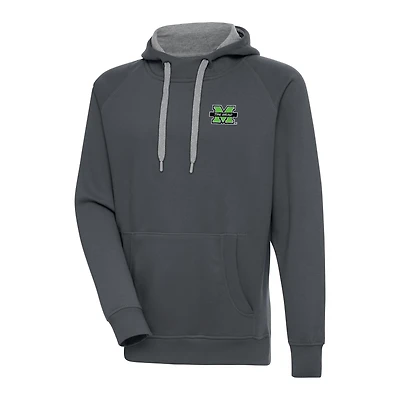 Men's Antigua Charcoal Marshall Thundering Herd Victory Pullover Hoodie