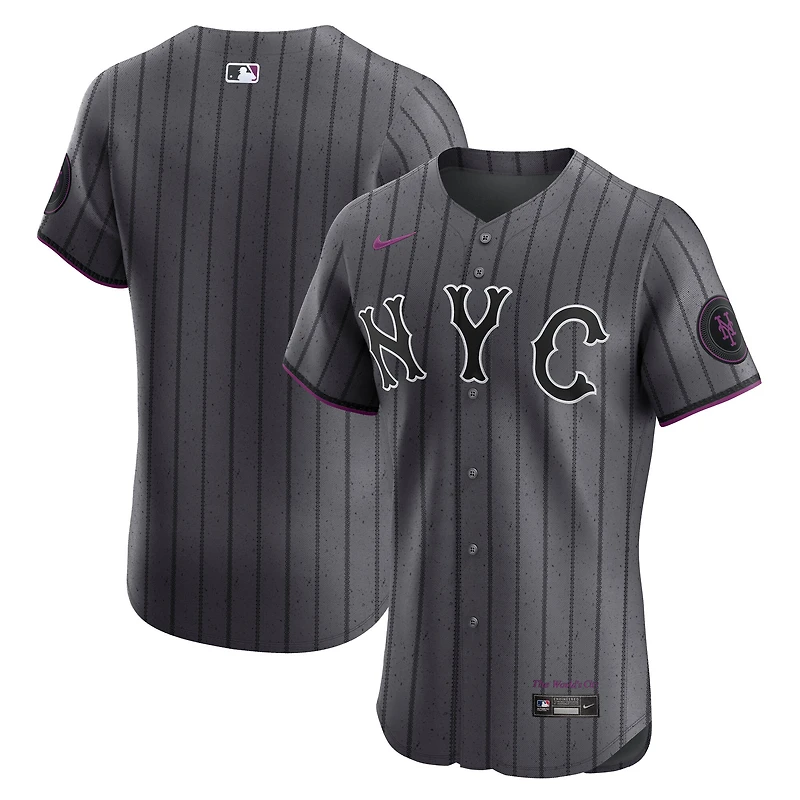 Men's Nike Gray New York Mets City Connect Elite Jersey