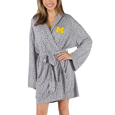 Women's Concepts Sport  Gray Michigan Wolverines Frill Hacci Knit Robe