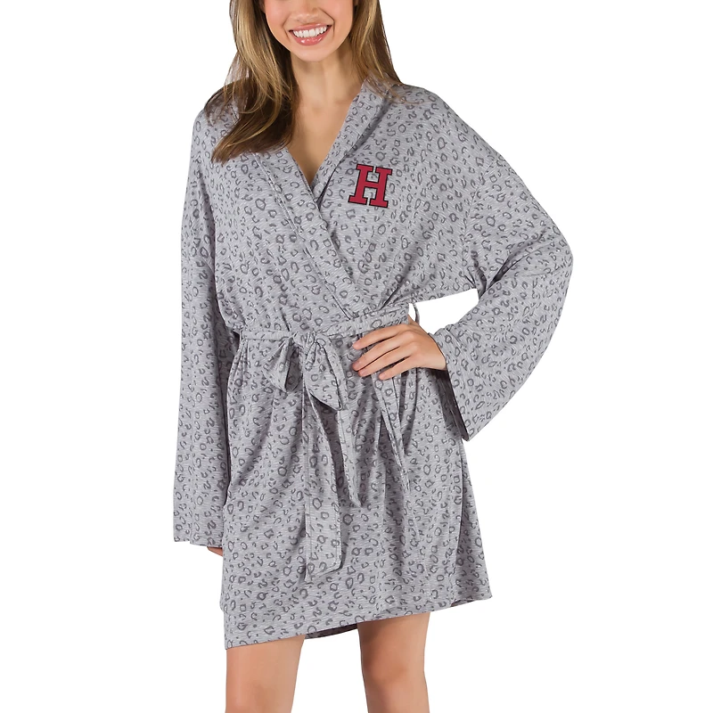 Women's Concepts Sport  Gray Harvard Crimson Frill Hacci Knit Robe