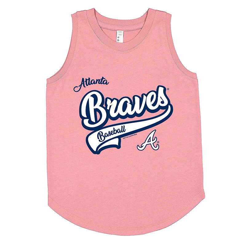 Girls Youth Soft as a Grape Pink Atlanta Braves Tank Top