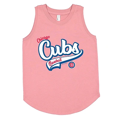 Girls Youth Soft as a Grape Pink Chicago Cubs Tank Top