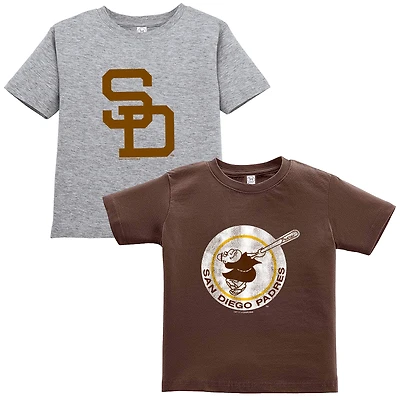 Toddler Soft as a Grape Brown/Gray San Diego Padres Cooperstown Collection Two-Pack T-Shirt Set