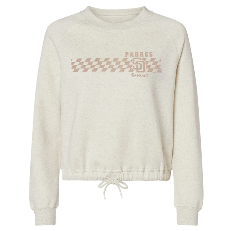 Women's Soft as a Grape Natural San Diego Padres Tonal Checkered Sweatshirt