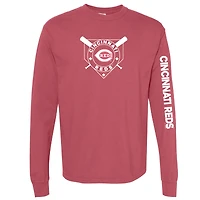 Women's Soft as a Grape Red Cincinnati Reds Pigment Dye Long Sleeve T-Shirt