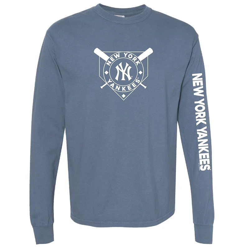Women's Soft as a Grape Navy New York Yankees Pigment Dye Long Sleeve T-Shirt