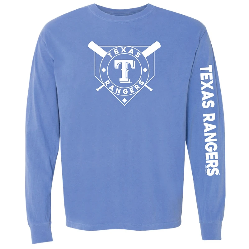 Women's Soft as a Grape Royal Texas Rangers Pigment Dye Long Sleeve T-Shirt
