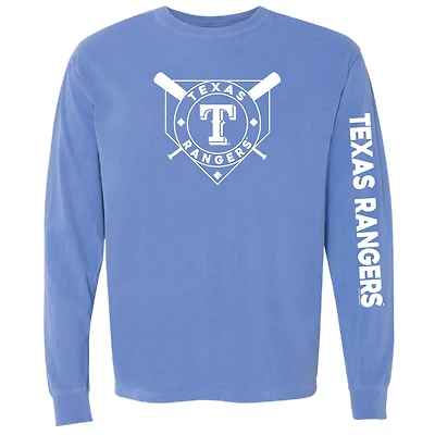 Women's Soft as a Grape Royal Texas Rangers Pigment Dye Long Sleeve T-Shirt