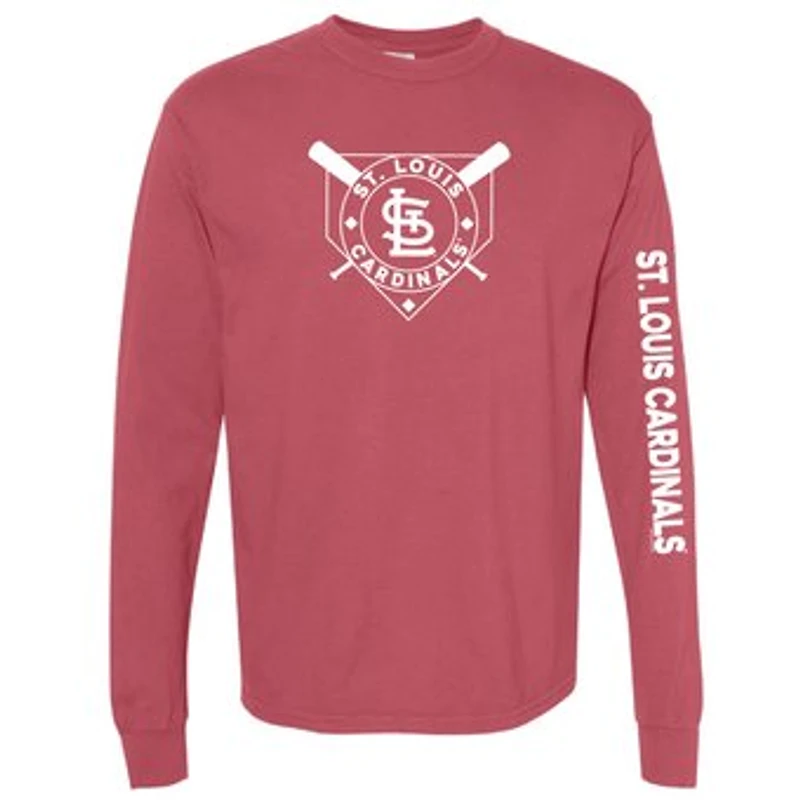 Women's Soft as a Grape Red St. Louis Cardinals Pigment Dye Long Sleeve T-Shirt