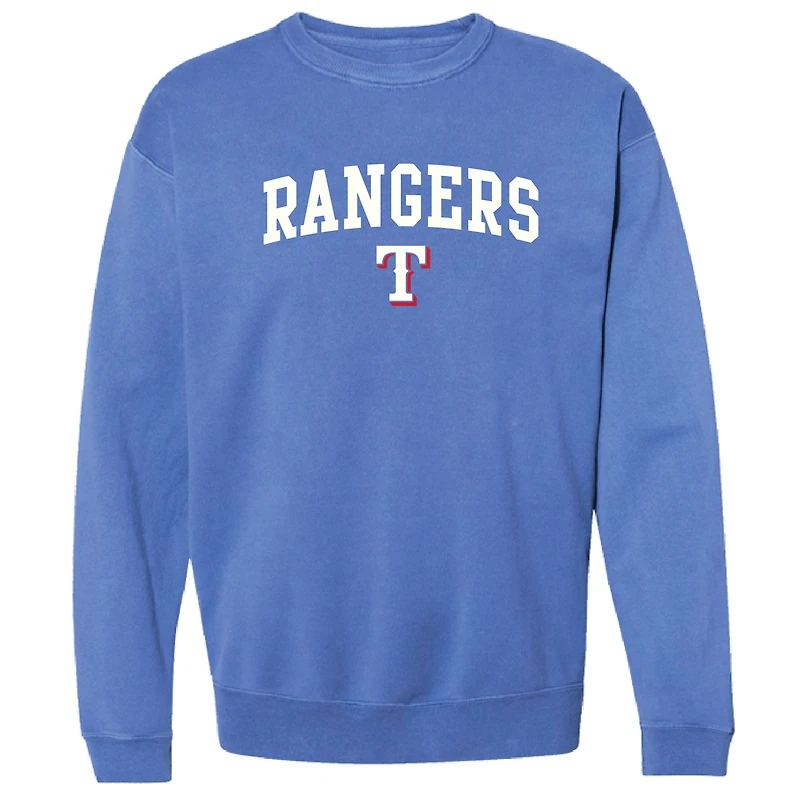 Women's Soft as a Grape Royal Texas Rangers Pigment Dye Pullover Sweatshirt