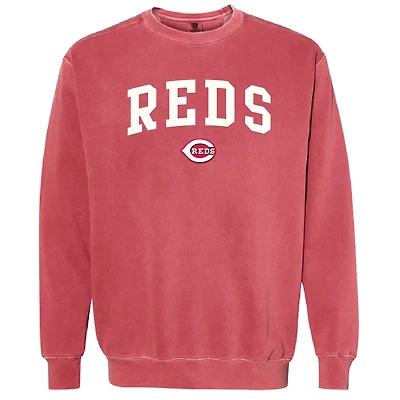 Women's Soft as a Grape Red Cincinnati Reds Pigment Dye Pullover Sweatshirt