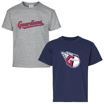 Youth Soft as a Grape Navy/Heather Gray Cleveland Guardians Two-Pack T-Shirt Set
