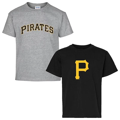 Youth Soft as a Grape  Black/Heather Gray Pittsburgh Pirates Two-Pack T-Shirt Set