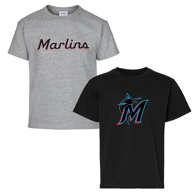 Youth Soft as a Grape  Black/Gray Miami Marlins Two-Pack T-Shirt Set