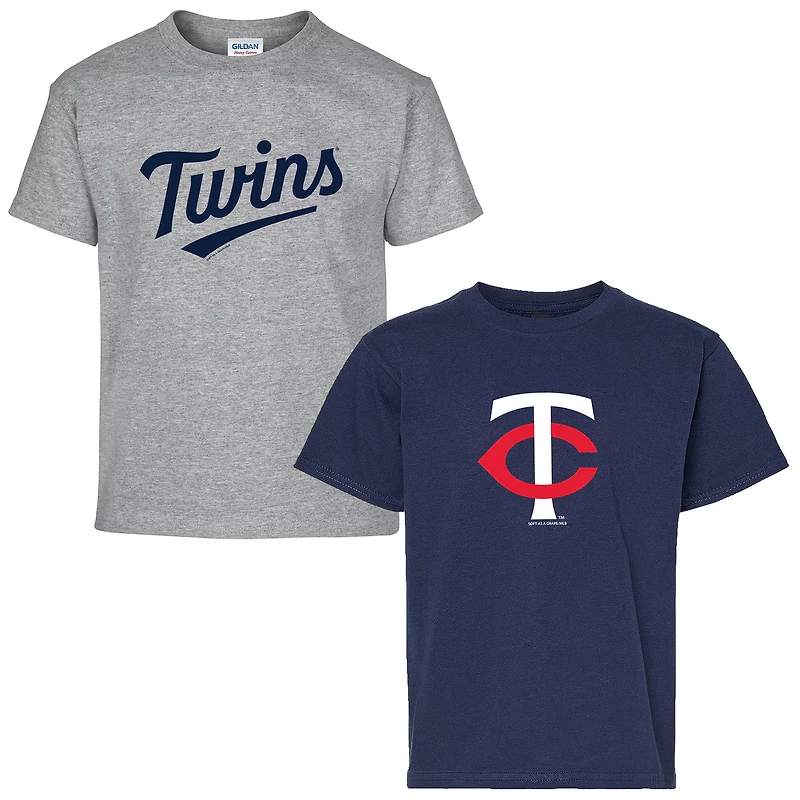Youth Soft as a Grape  Navy/Gray Minnesota Twins Two-Pack T-Shirt Set