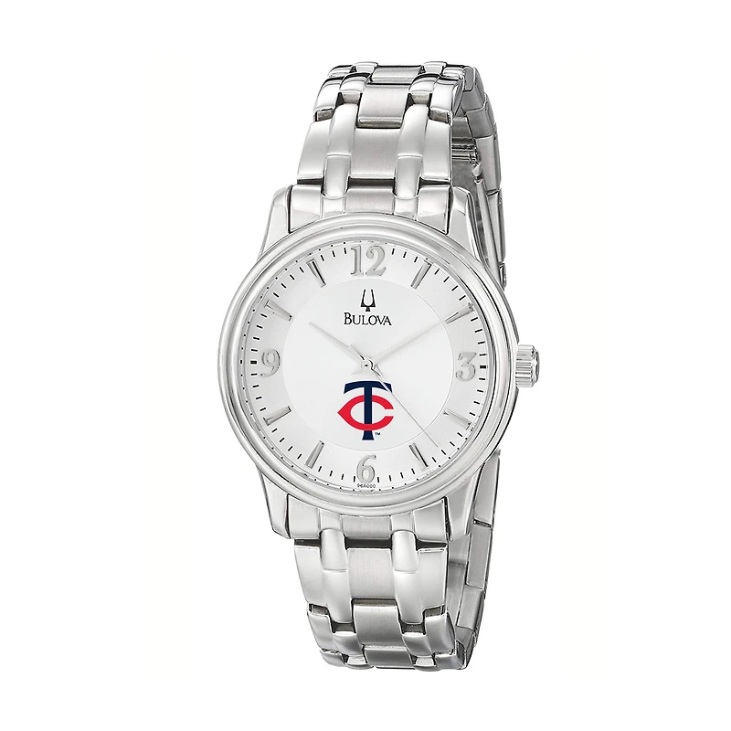 Men's Bulova Silver Minnesota Twins Stainless Steel Watch