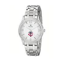 Men's Bulova Silver Minnesota Twins Stainless Steel Watch