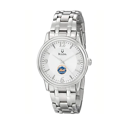 Men's Bulova Silver New York Mets Stainless Steel Watch