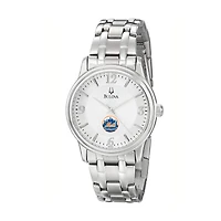 Men's Bulova Silver New York Mets Stainless Steel Watch