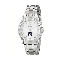 Men's Bulova Silver New York Yankees Stainless Steel Watch