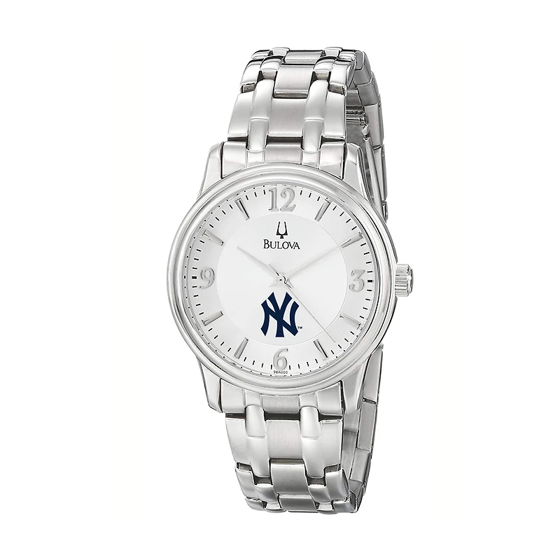 Men's Bulova Silver New York Yankees Stainless Steel Watch